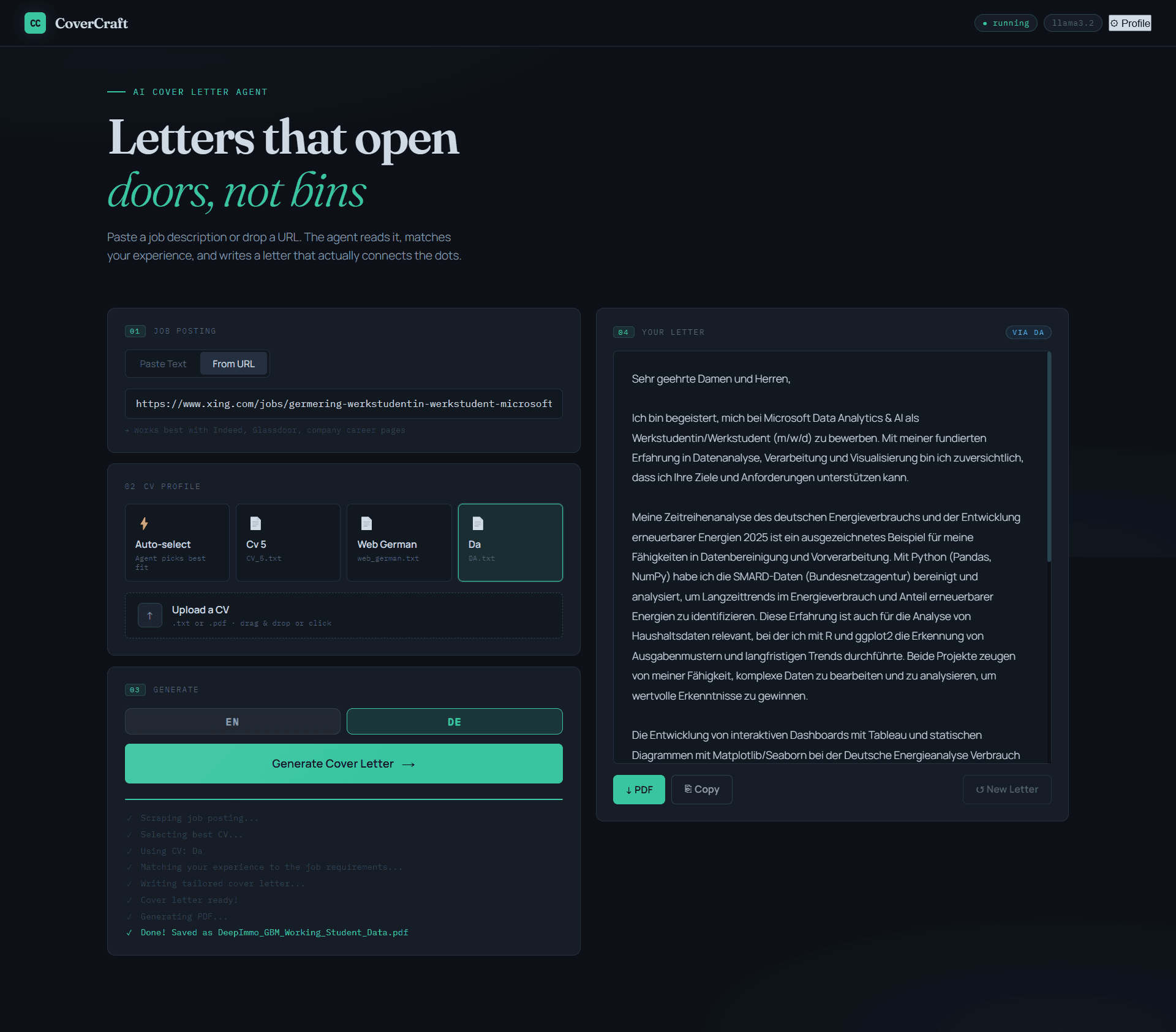 CoverCare — AI Cover Letter Generator